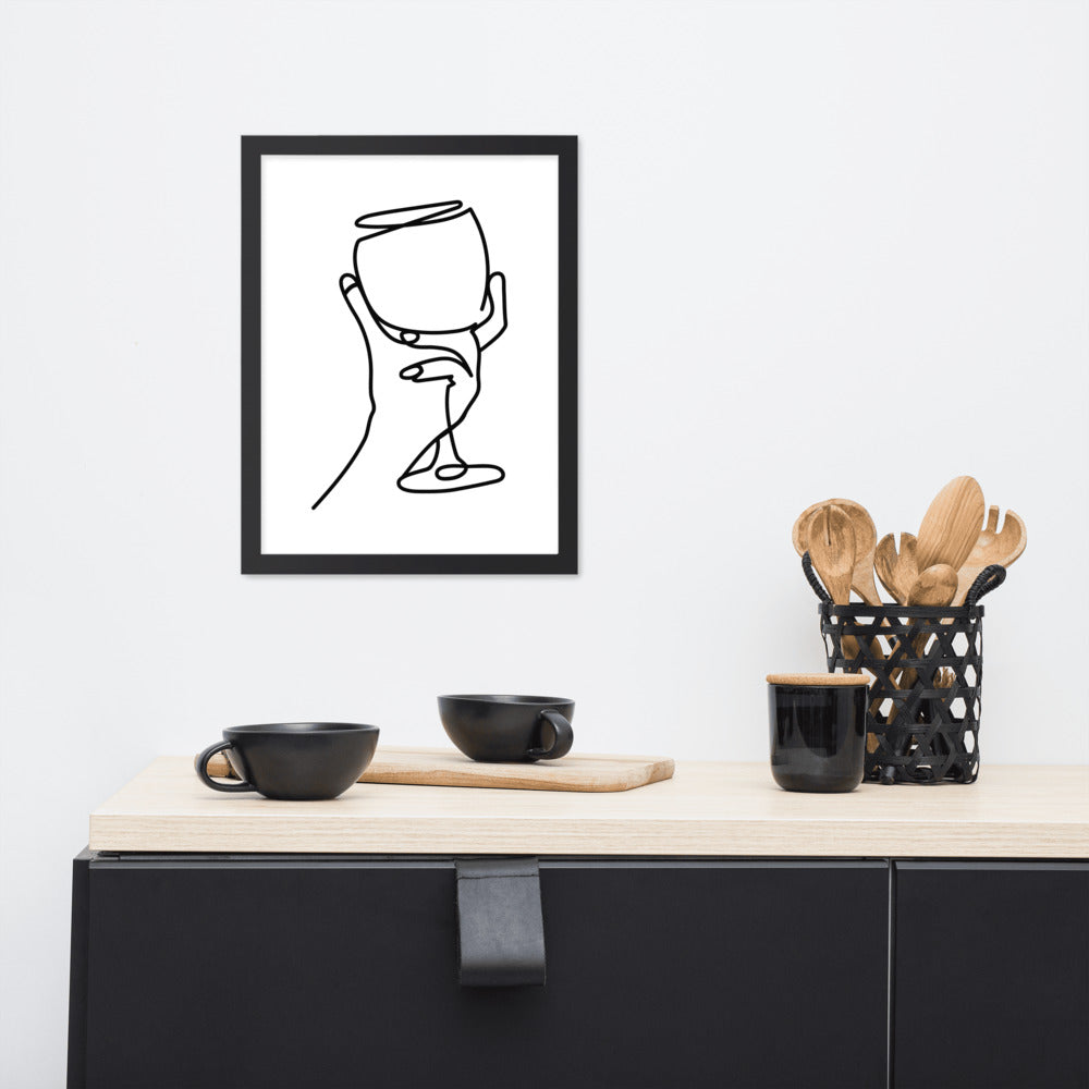 'White wine is my fave' framed print