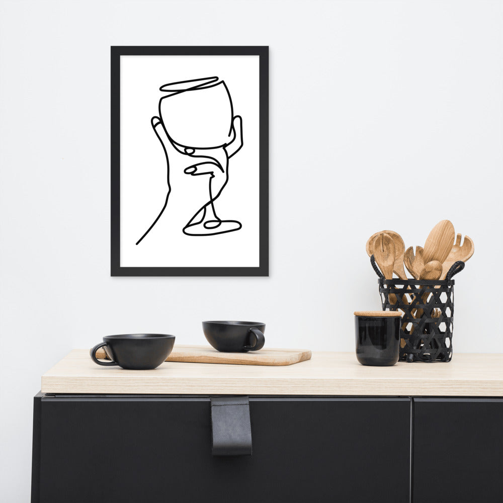 'White wine is my fave' framed print