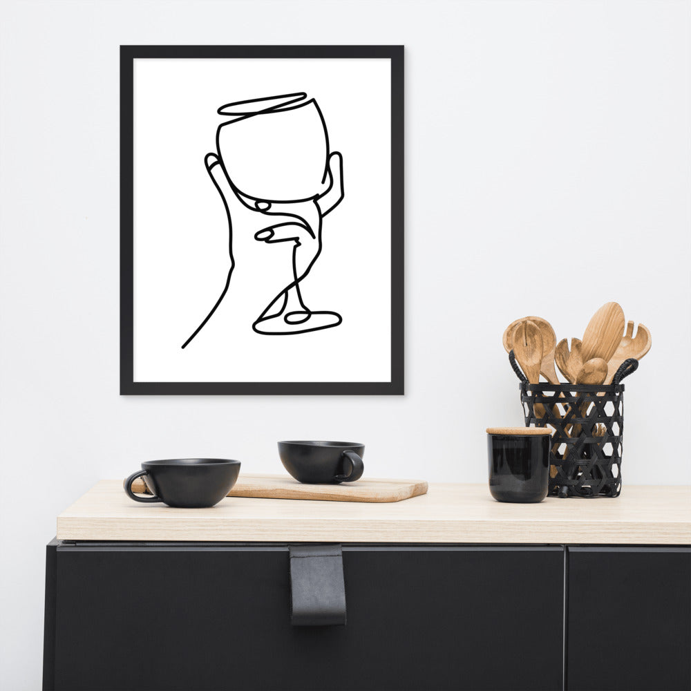 'White wine is my fave' framed print