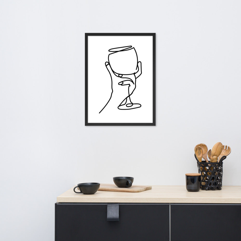 'White wine is my fave' framed print