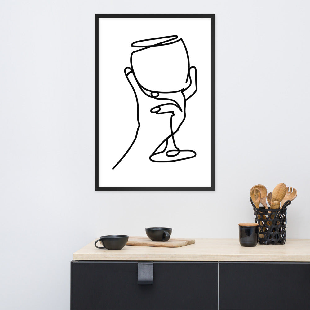 'White wine is my fave' framed print